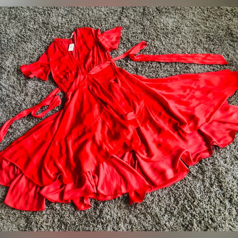 Maje Coral Wrap High-Low Midi Dress with Tie Waist. Size 1 ( S ) - Picture 8 of 12